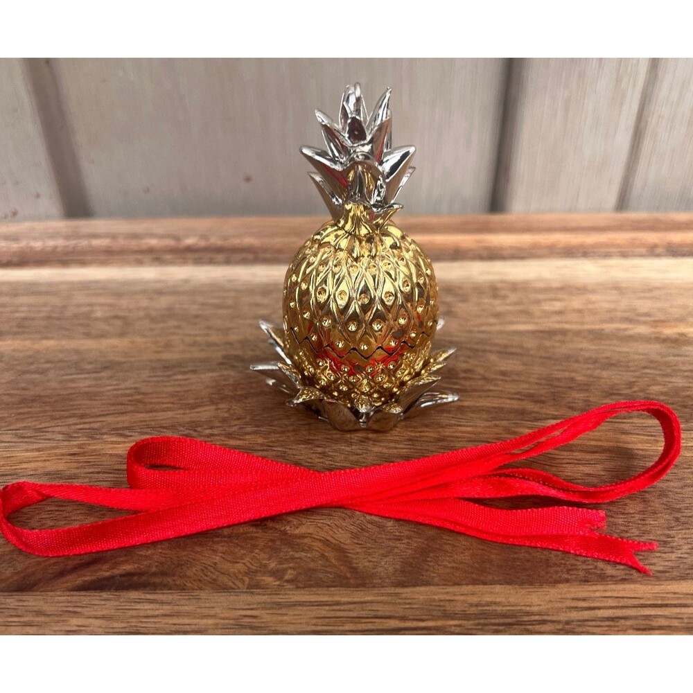 Lenox Williamsburg Gold Silver Pineapple Hospitality Trinket Box Tree Ornament